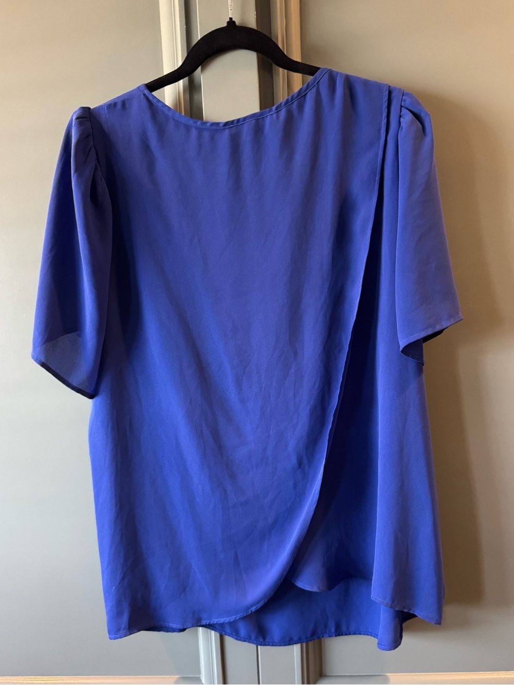 DR2 Royal Blue Draped Short Sleeve Blouse